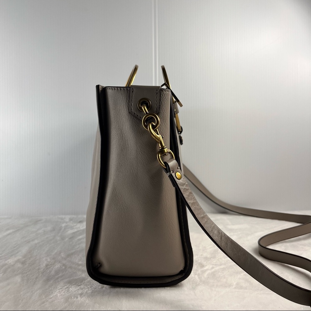 Rebecca Minkoff Ring Leather Satchel Bag Taupe - Picture 3 of 9